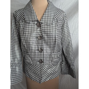 Vtg‎ Wind Ridge Cheryl Nash Black & White Check Blazer Women's Sz S Classic EUC